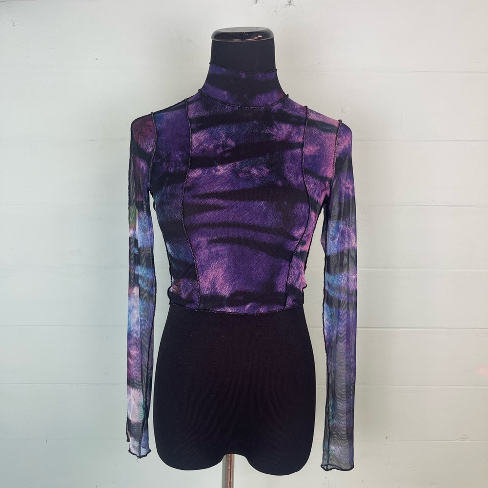 AKIRA Purple and Black Sheer Bodysuit